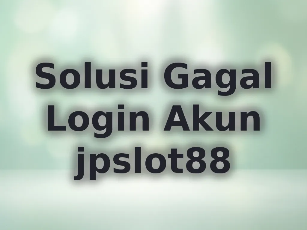 Solusi Gagal Login Akun jpslot88